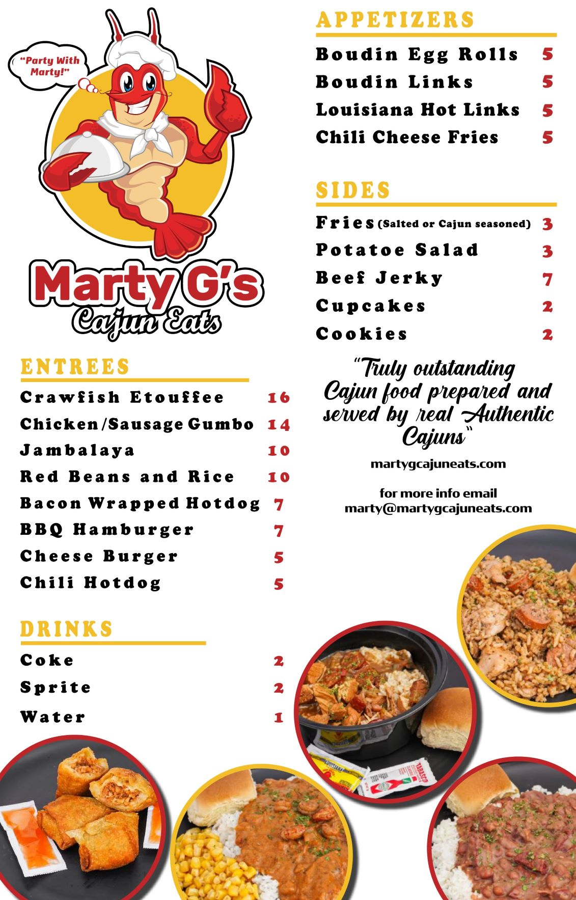 Cajun Food, Mobile Catering, Food Truck - Marty G's Cajun Eats, LLC.